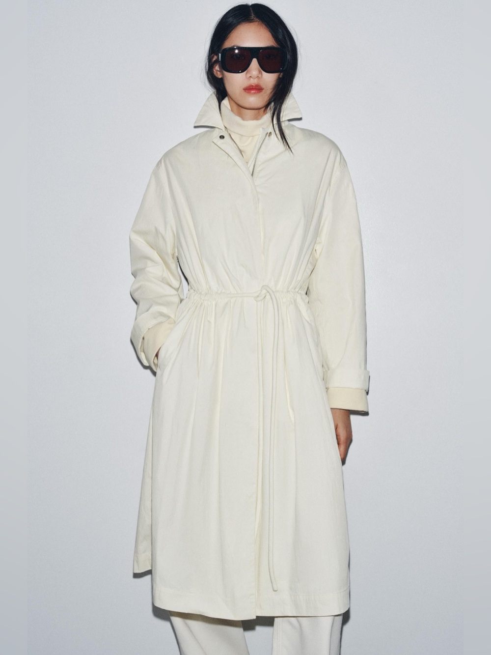 NWT. Zara ZW Collection Cream Oversized Trench Coat. Size S.